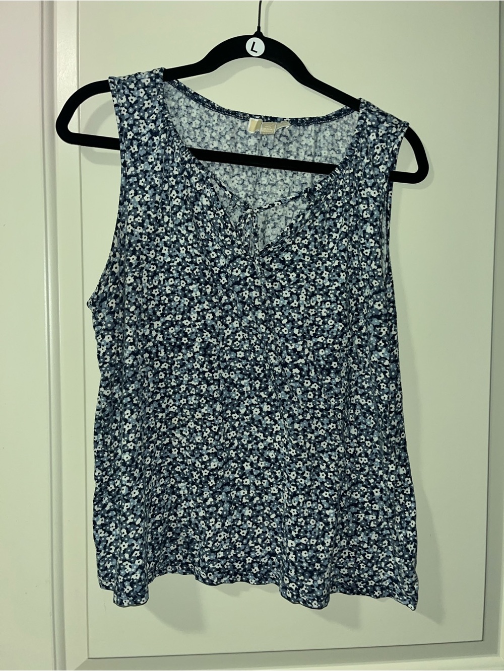 Michael Kors Navy and White Floral Sleeveless Top